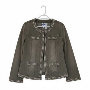 Diane Gilman Studded Gray Denim Jacket